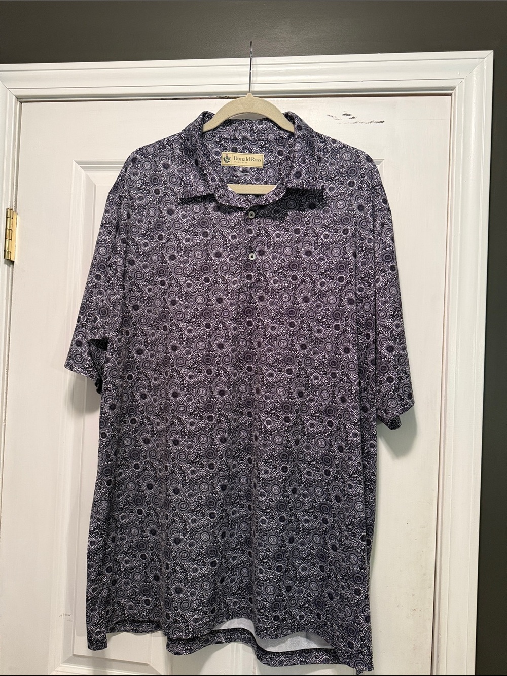 Donald Ross Men's Purple Geometric Short-Sleeve Polo